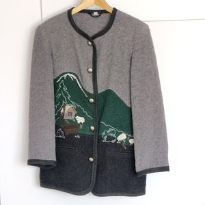 Vintage 90s women's wool jacket with mountain scene